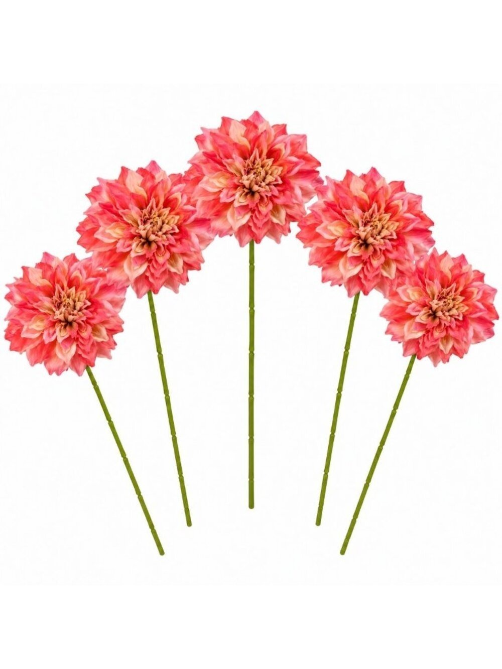 Coral Pink Dahlia Stem Bundle Faux Flowers Wedding Bouquet Flowers Farmhouse Flo
